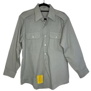 Vintage J.H. Rutter Rex Military Button Up Long Sleeve Shirt Men's Size 16 32/33